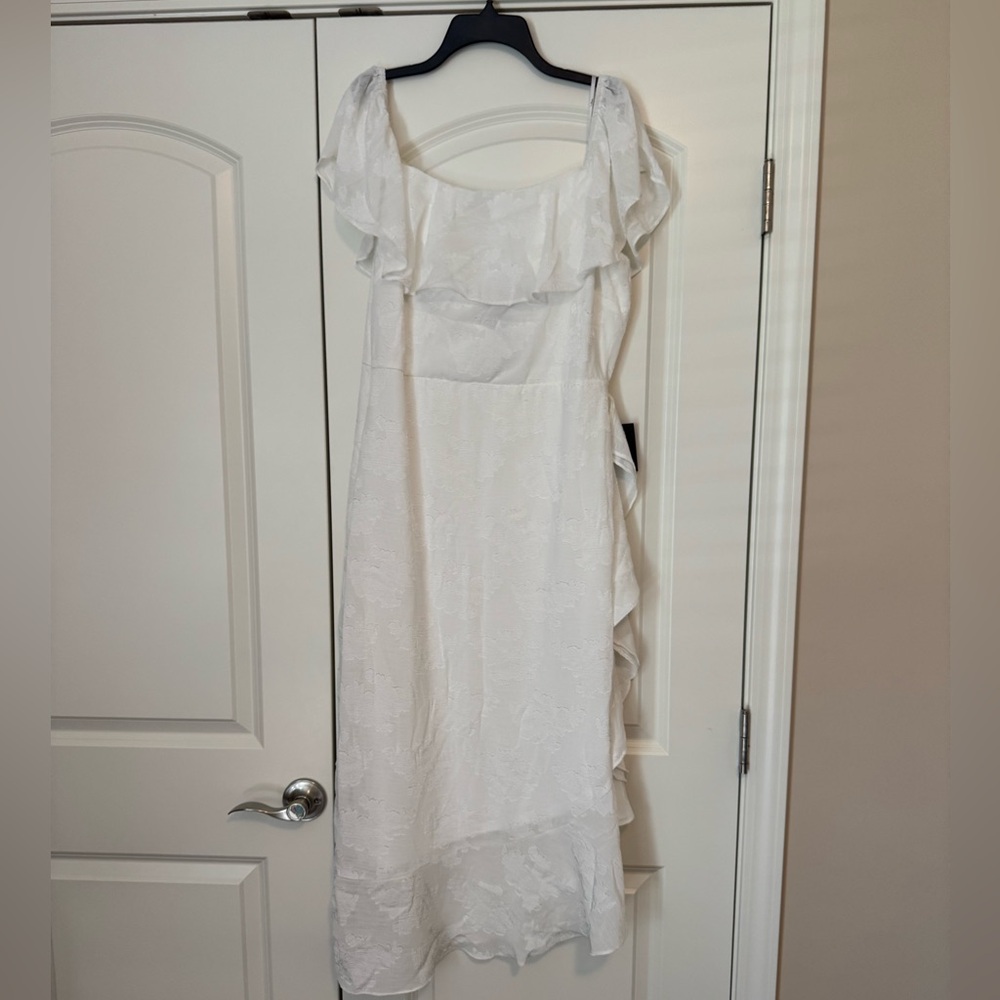 White Ruffle Floral Dress